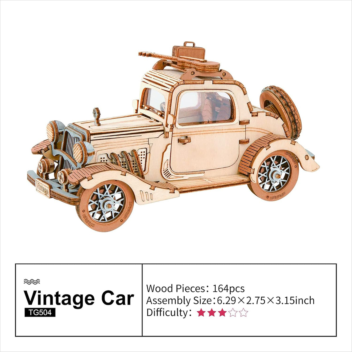 Vintage Car 3D Wooden Puzzle Model Kit I700345