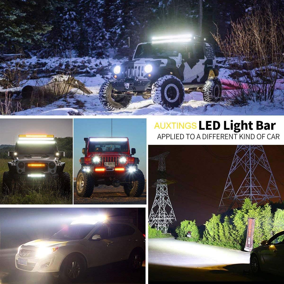 32 inch 180W Waterproof Spot Flood Combo LED Light Bar with Mounting Bracket, Pack of 2 V337