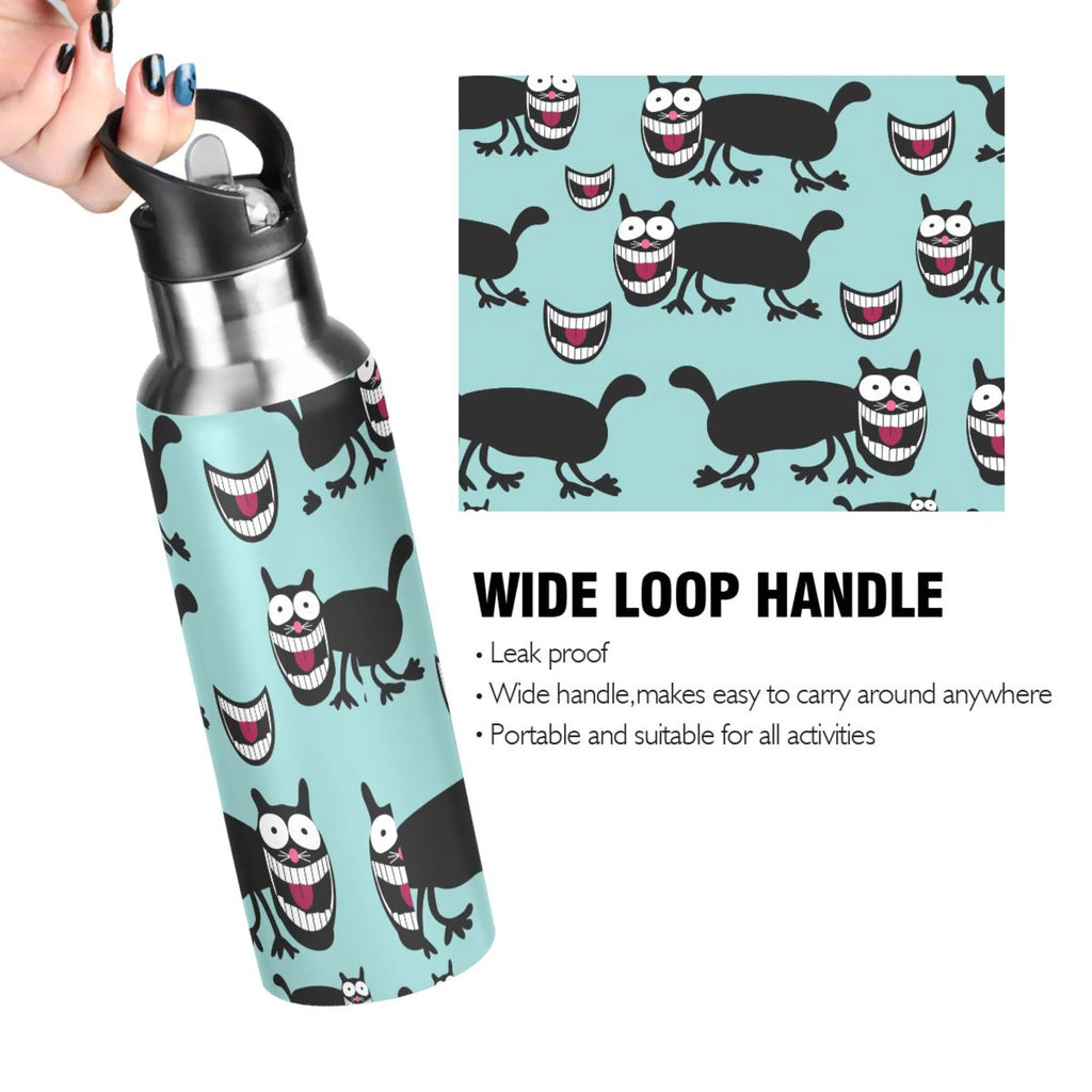 Stainless Steel Insulated Thermos Vacuum Flask Water Bottle with Straw Lid T582
