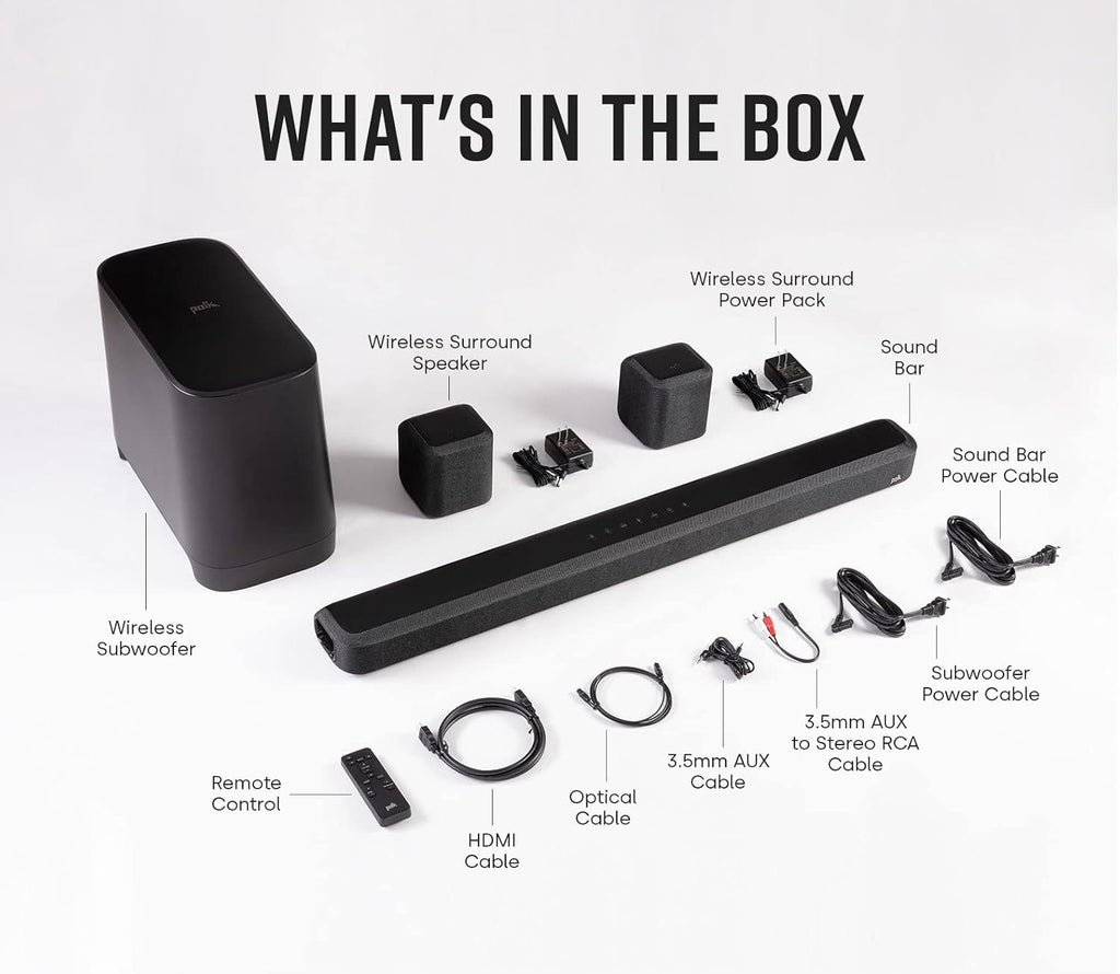 5.1 Channel Wireless Surround Sound System with Sound Bar and Subwoofer Q4685