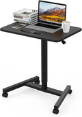 28 Inch Height Adjustable Sit Stand Desk with Wheels Black G649
