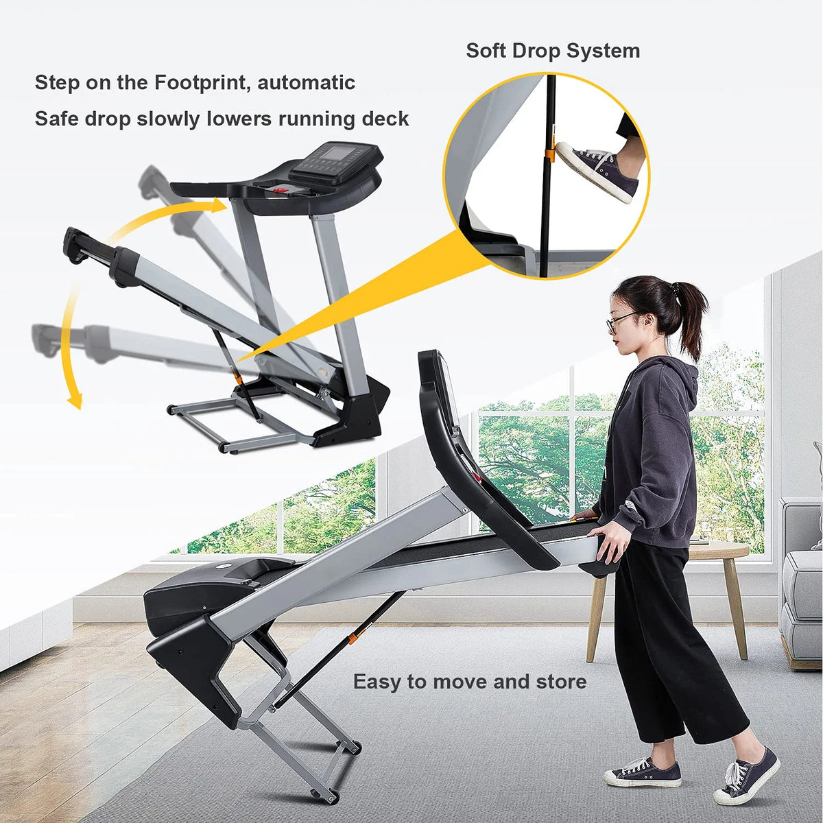 Folding Treadmill with 15 Preset Exercise Programs D302
