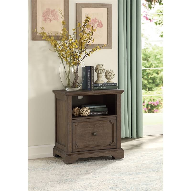 Wood Lateral File Cabinet with Casters in Dark Oak B515
