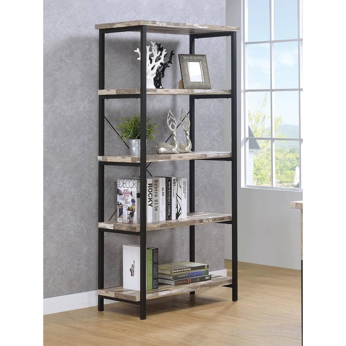 Salvaged Cabin 4-Shelf Bookcase E1308
