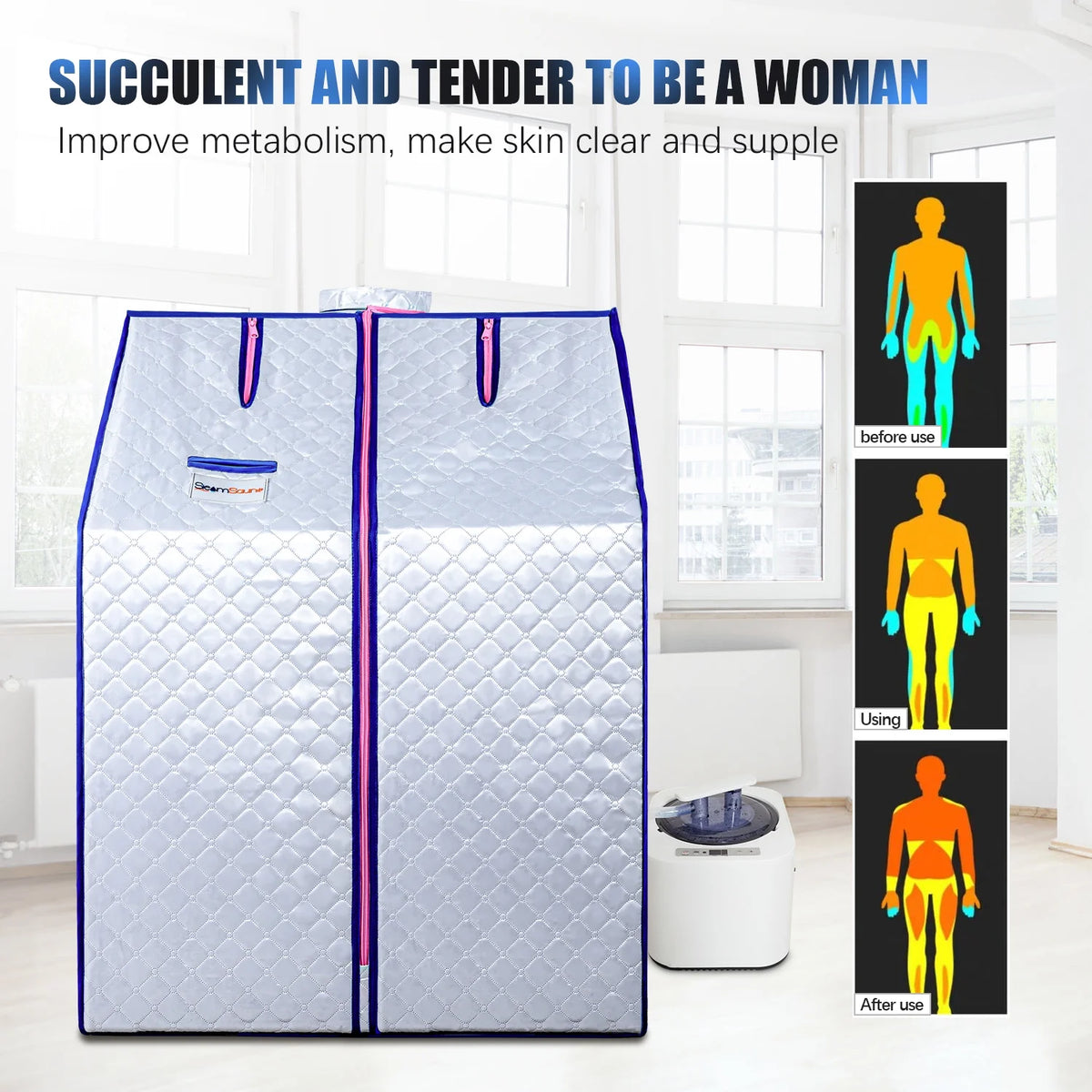 Portable Steam Sauna Tent with Heater, Chair, Remote B728150