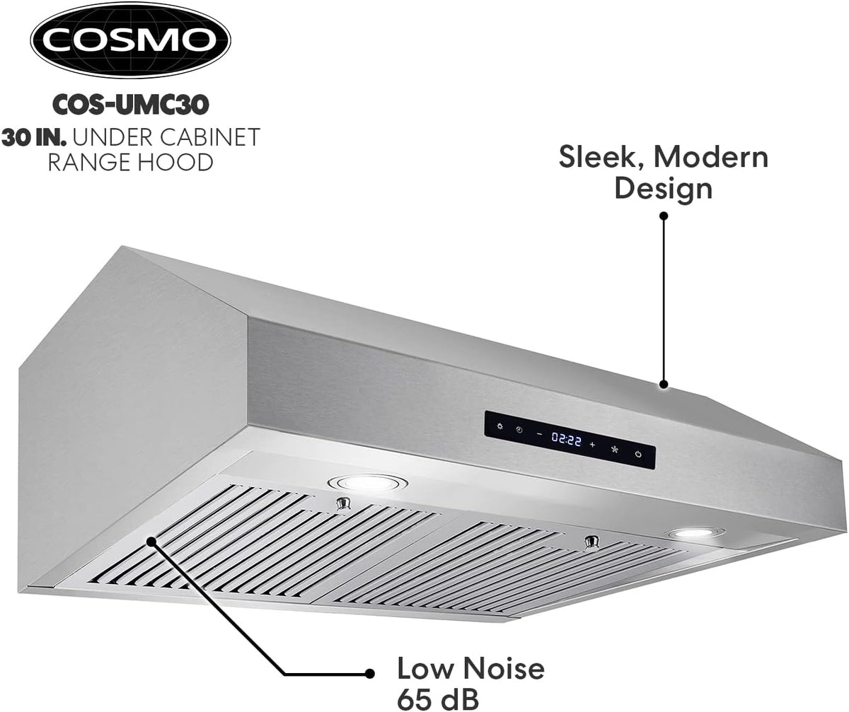 30 inch Under Cabinet Stainless Steel Range Hood with Permanent Filters & LED Lights S21338