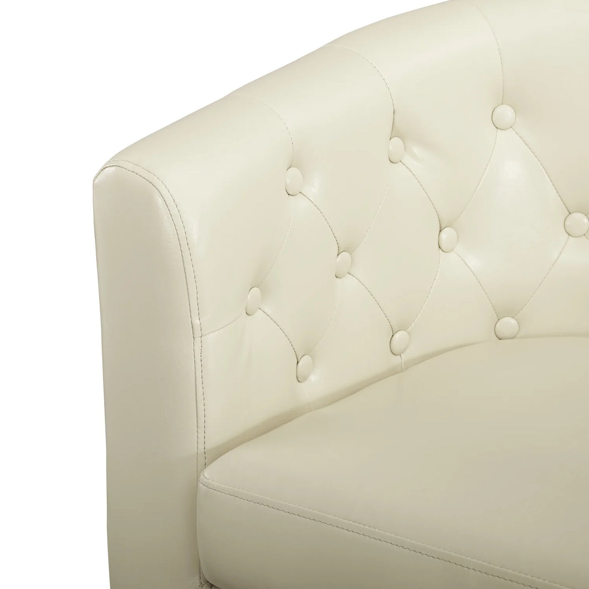 Cream Faux Leather Barrel Loveseat N496