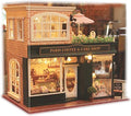 Paris Coffee & Cake Shop Wooden Dollhouse Miniatures DIY Kit with Led Light and Dust Cover Z777194