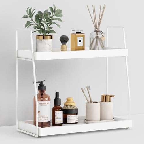 White 2 Tier Bathroom Organizer Shelf R3439