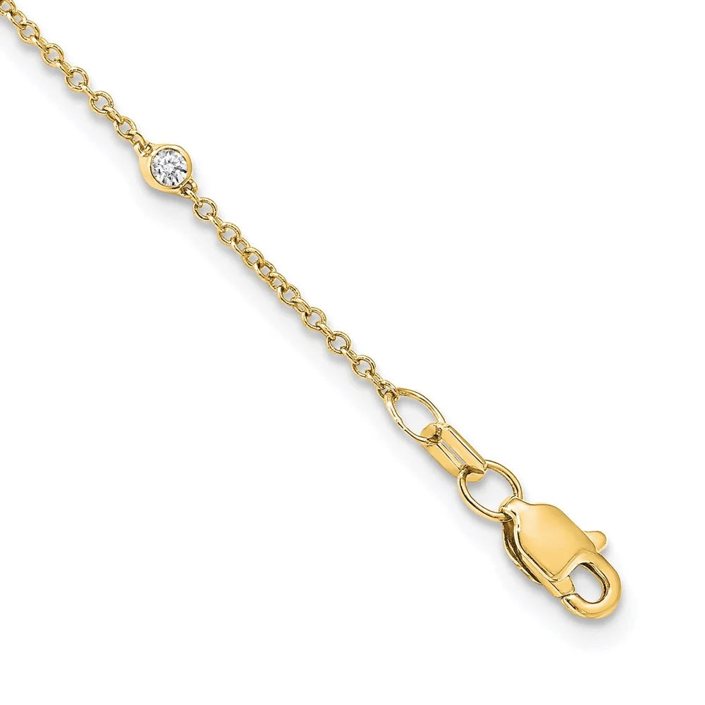 14kt Yellow Gold Diamond Station Cable Necklace 16 inch Lobster Clasp P753176