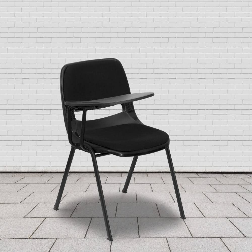 Black Padded Ergonomic Shell Chair with Flip-Up Tablet Arm R88760