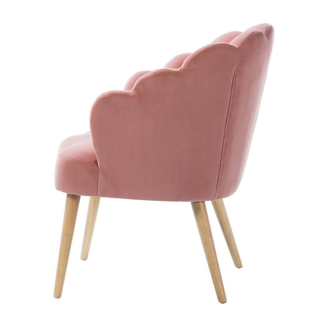 Pink Scalloped Velvet Arm Chair Set of 2 T4070
