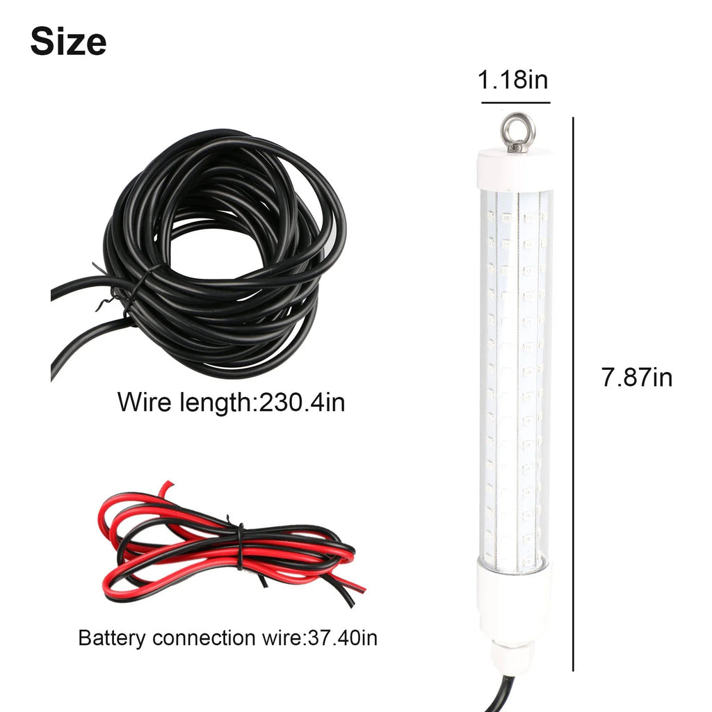 2Pcs Underwater Night Fishing Light, 12V 10.5W 120LED 1000 Lumen Green Submersible Fishing Light U26136
