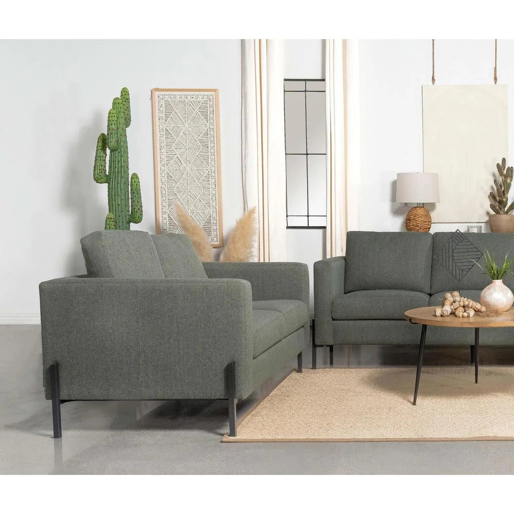 Sage Upholstered Fabric Loveseat with Track Arms H518