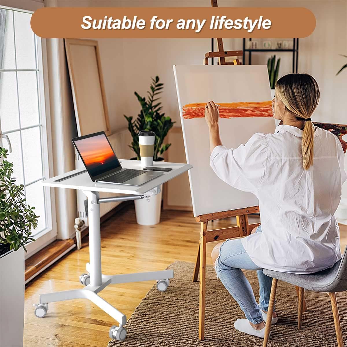 Portable Laptop Desk with Wheels B9668