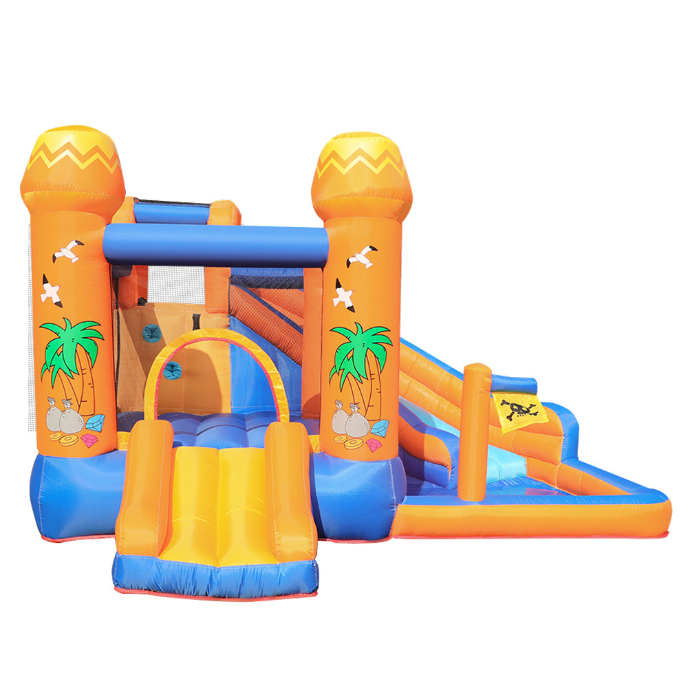 Inflatable Bounce House with 450W Blower, Stakes, Water Sprinkler, Splash Pool G9979