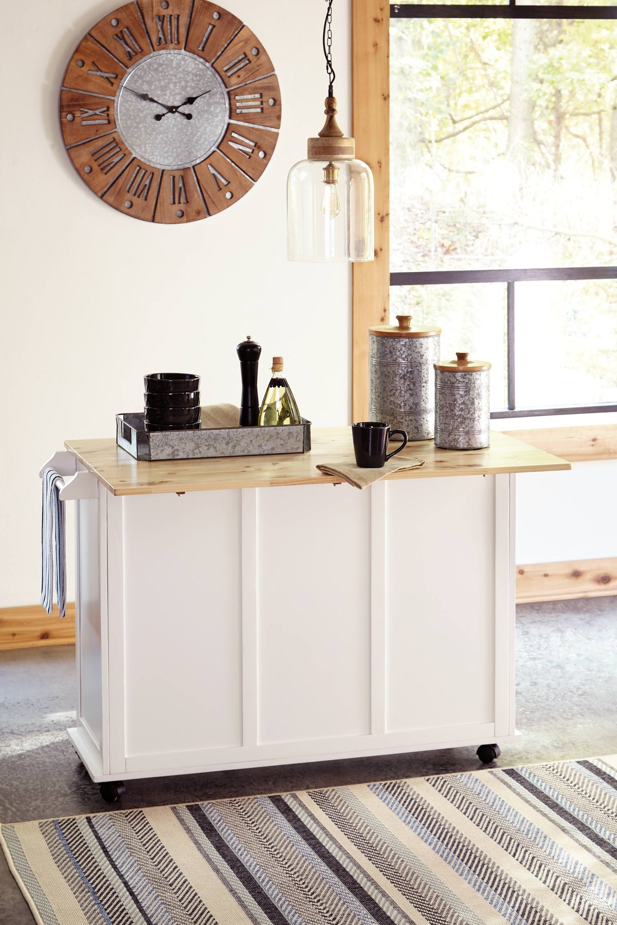 White/Light Brown Kitchen Cart H62558