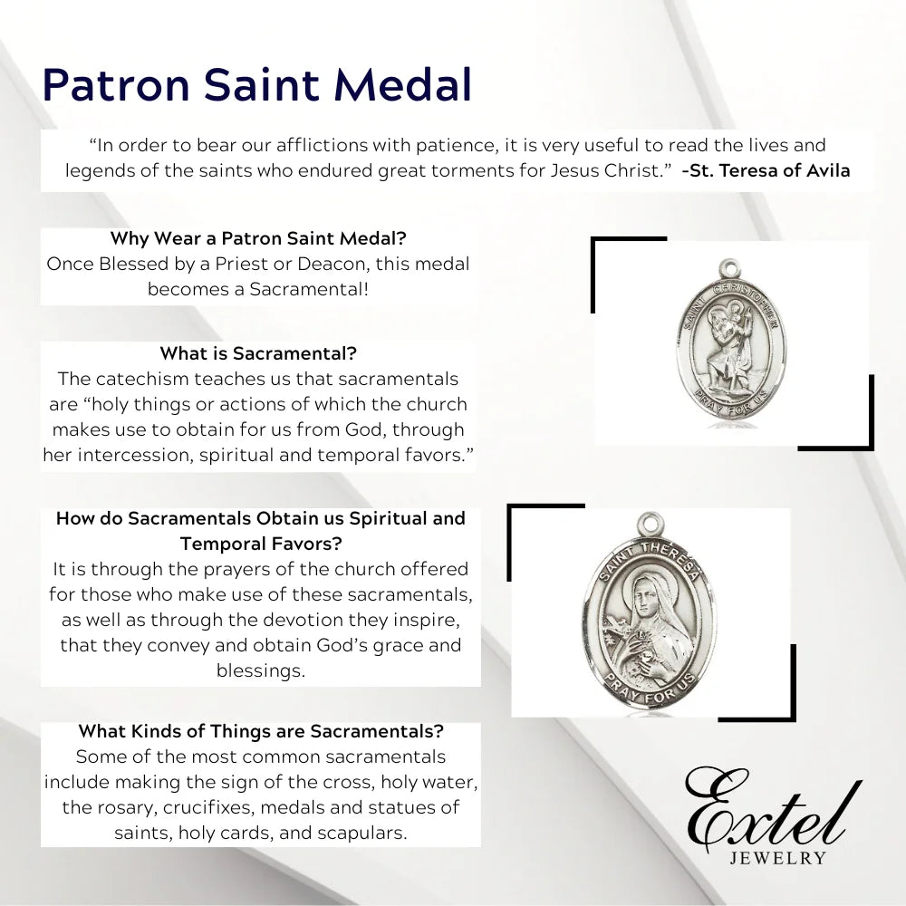 Medium Sterling Silver St. Michael Medal Pendant with 20" chain D7273
