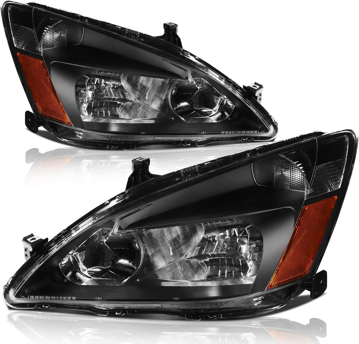Black Housing Amber Reflector Clear Lens Headlight Assembly B54257