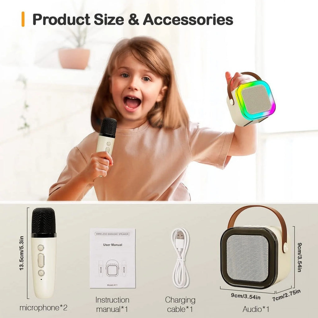 Kids Karaoke Machine with 2 Wireless Microphones H908