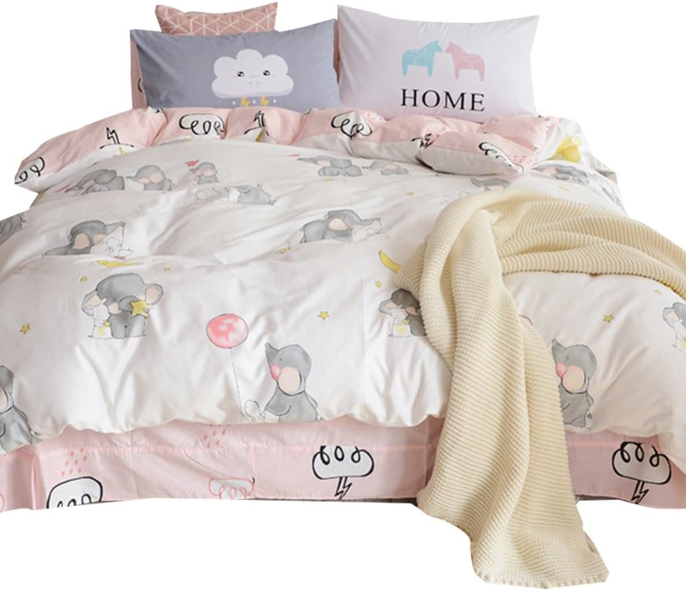 Rainbow Twin Cotton Duvet Cover with Zipper Ties, 1 Comforter Cover 2 Shams H36153