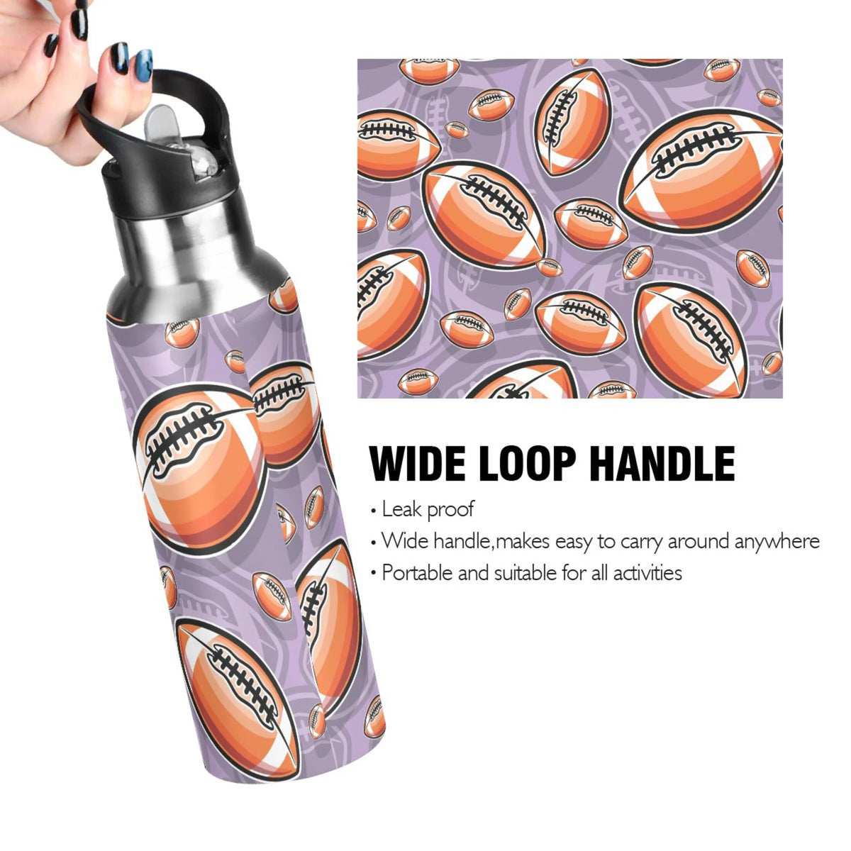 20 oz Insulated Stainless Steel Water Bottle with Straw Lid W392501