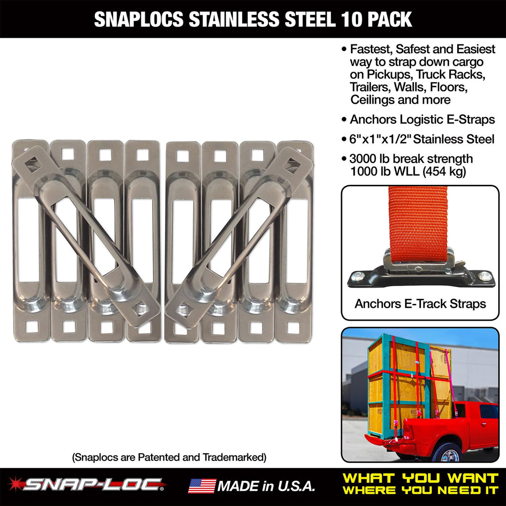 Stainless 10 Pack E-Track Single Strap Anchors H587