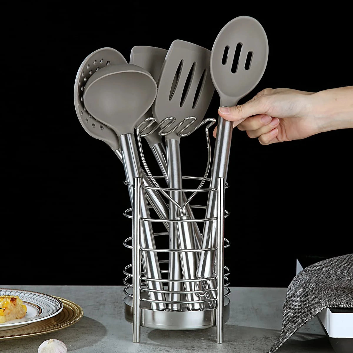 38 Pieces Silicone Kitchen Utensils Set With Stainless Steel Utensil Holder U281