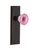 Crystal Pink Glass Door Knob in Timeless Bronze D987283