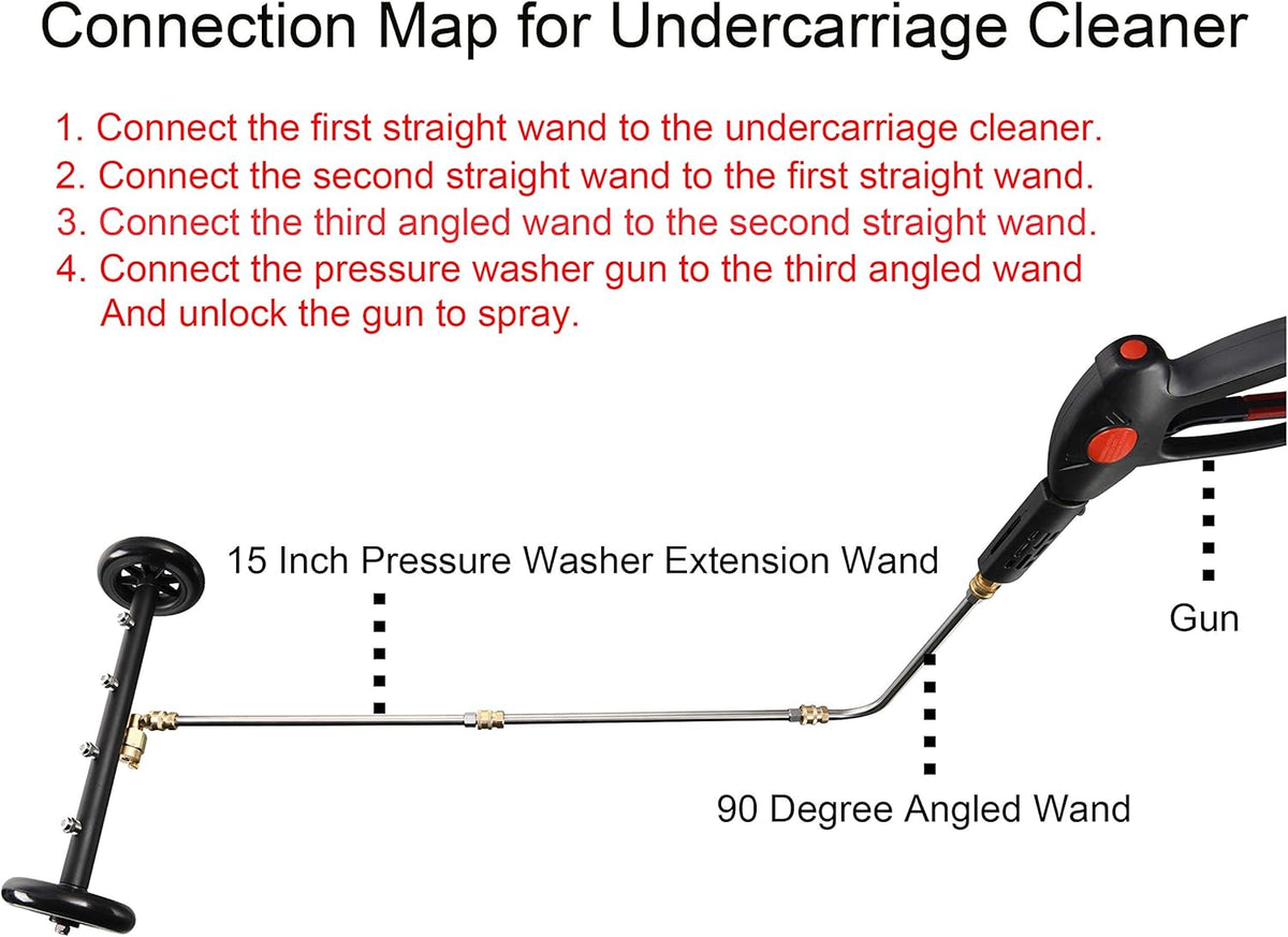 16 Inch Underbody Car Wash Water Broom with 3 Pieces Extension Wand, 4000 PSI E38797