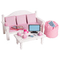 18" Dolls Wood Sofa & Coffee Table with Accessories D72027
