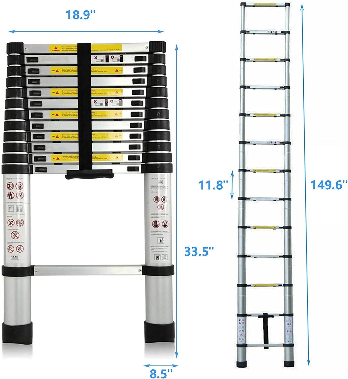 12FT Aluminum Telescoping Folding Ladder, 330lbs Max Load Capacity A62089