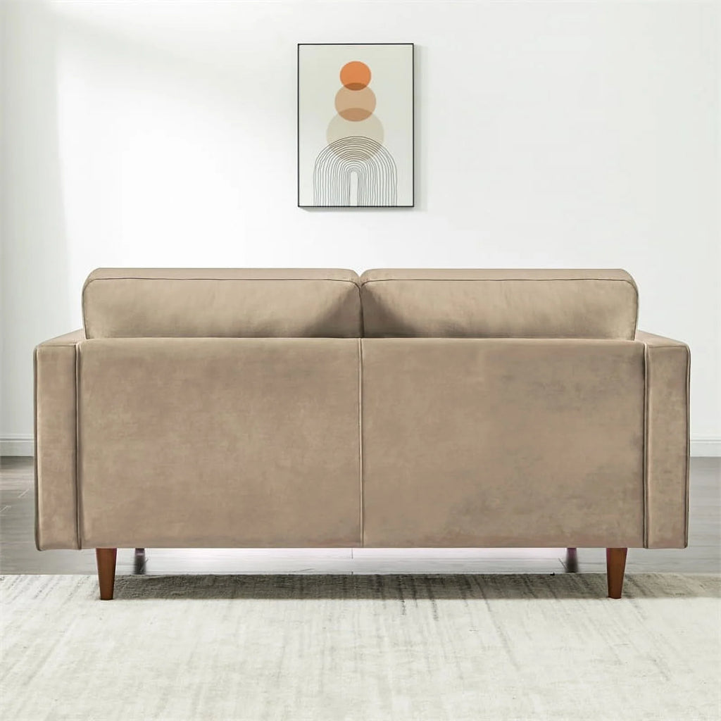 Mid-Century Velvet Loveseat in Brown Taupe D497635