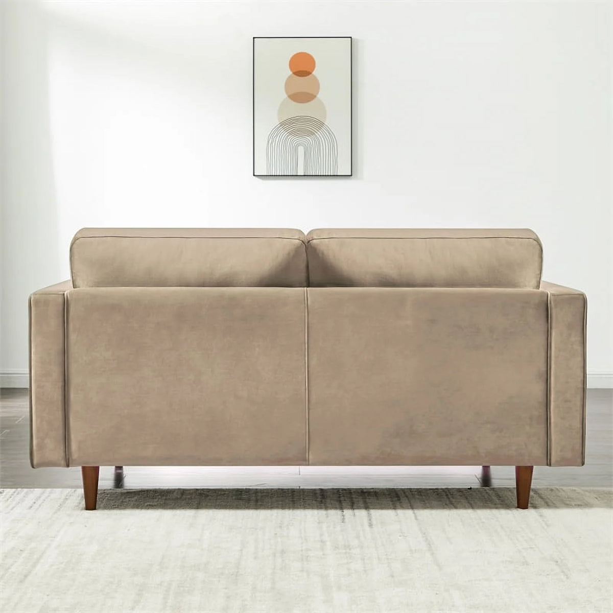 Mid-Century Velvet Loveseat in Brown Taupe D497635