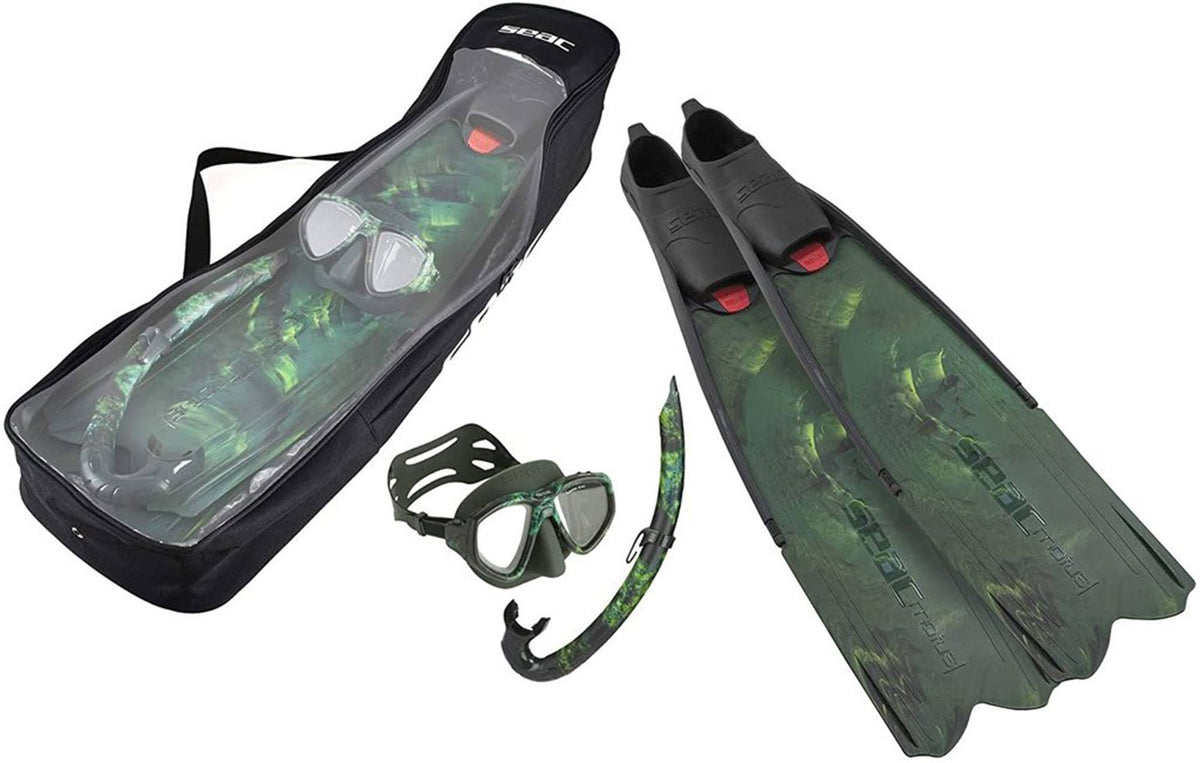 Camo Green Snorkel Fin Set Mask V1162
