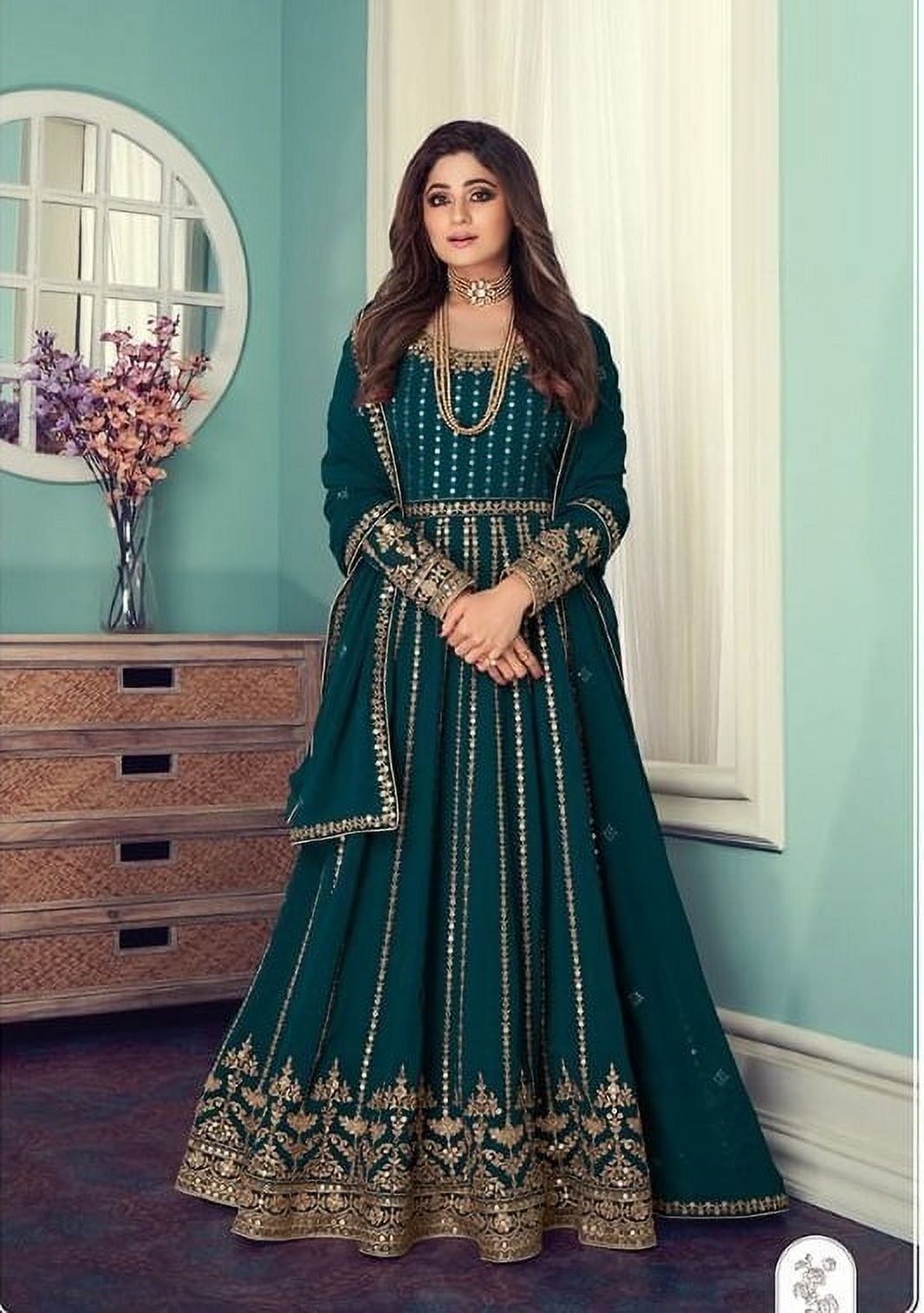 Sequin Anarkali Dress E6031