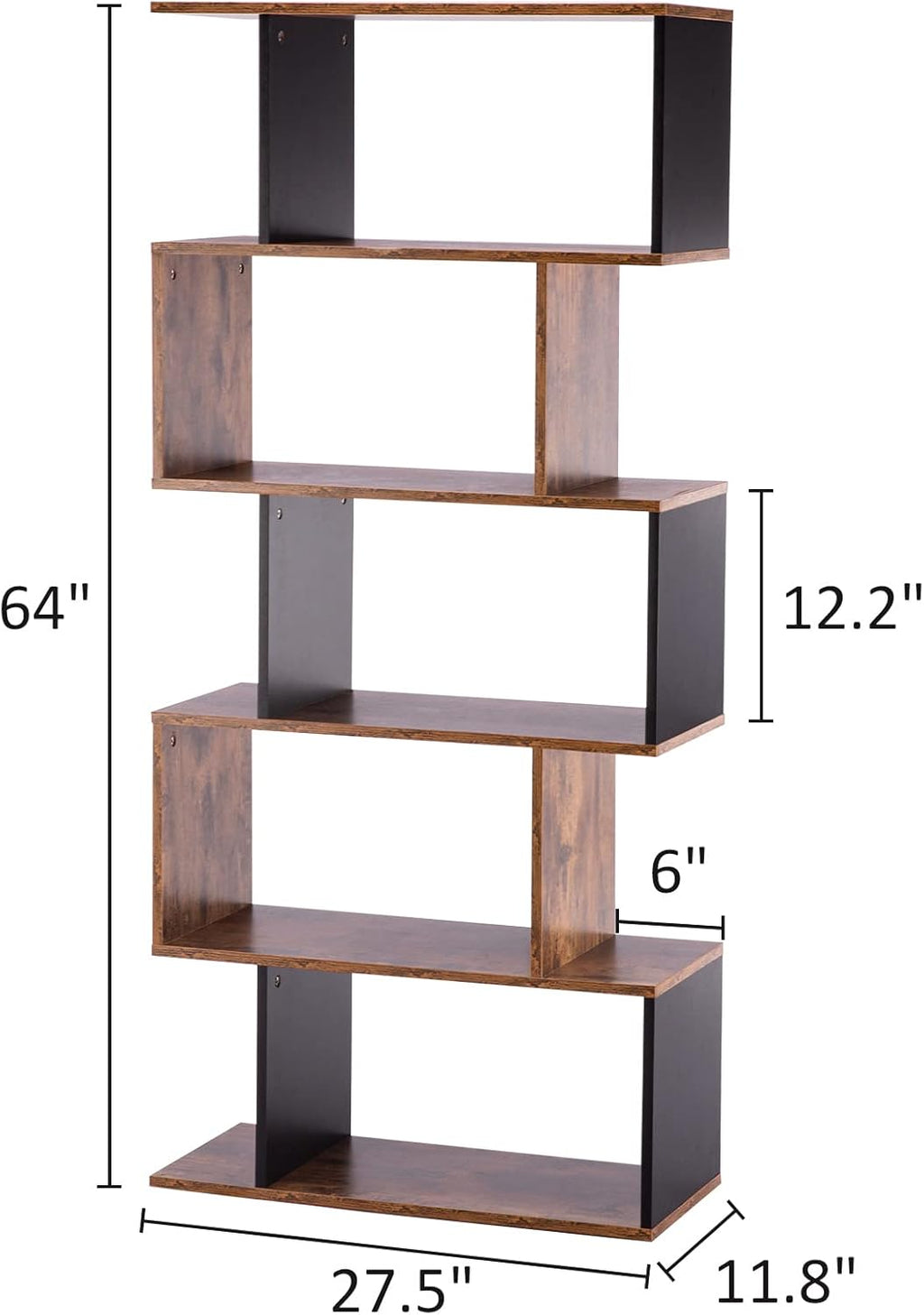 5-Tier Geometric Wooden Bookshelf A61426