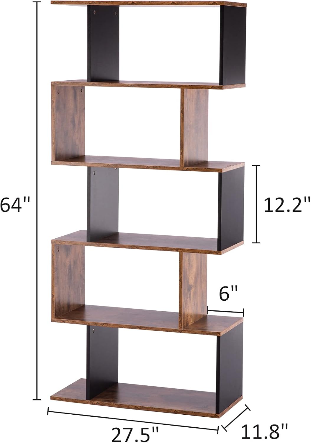 5-Tier Geometric Wooden Bookshelf A61426