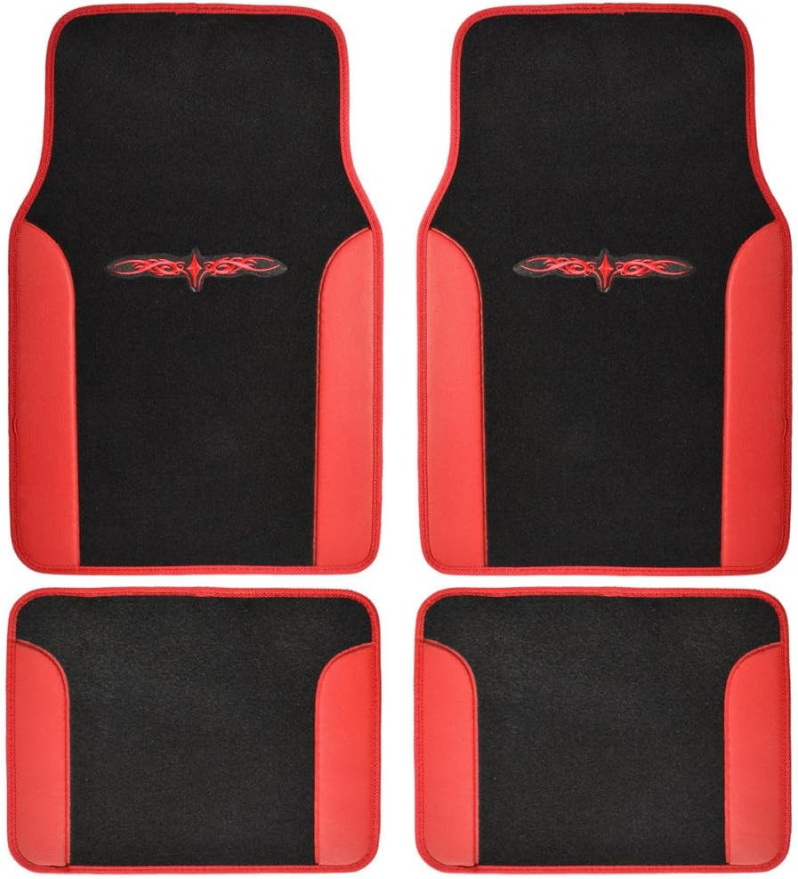 Black/Red Stripe Seat Covers Full Set Pack of 2 F74349
