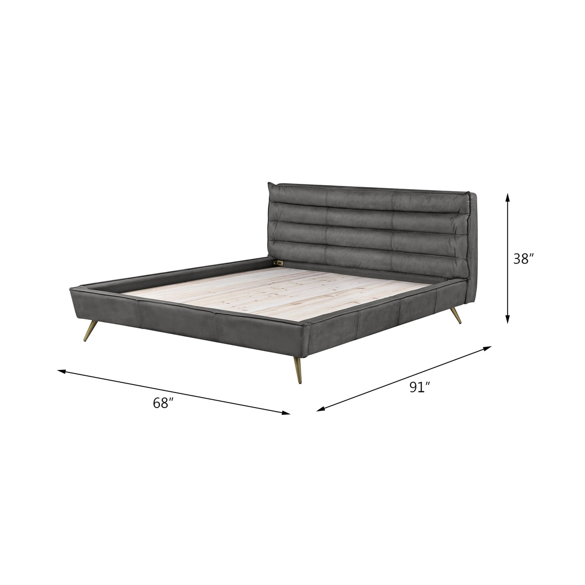 Queen Bed in Gray Top Grain Leather R638