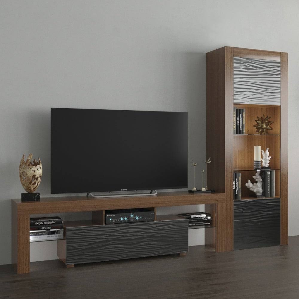 Black Modern Wall Unit Entertainment Center H55461