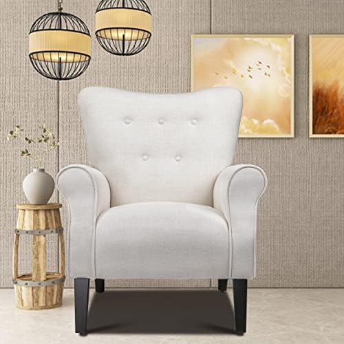 Beige Fabric High Backrest Accent Chair M77329