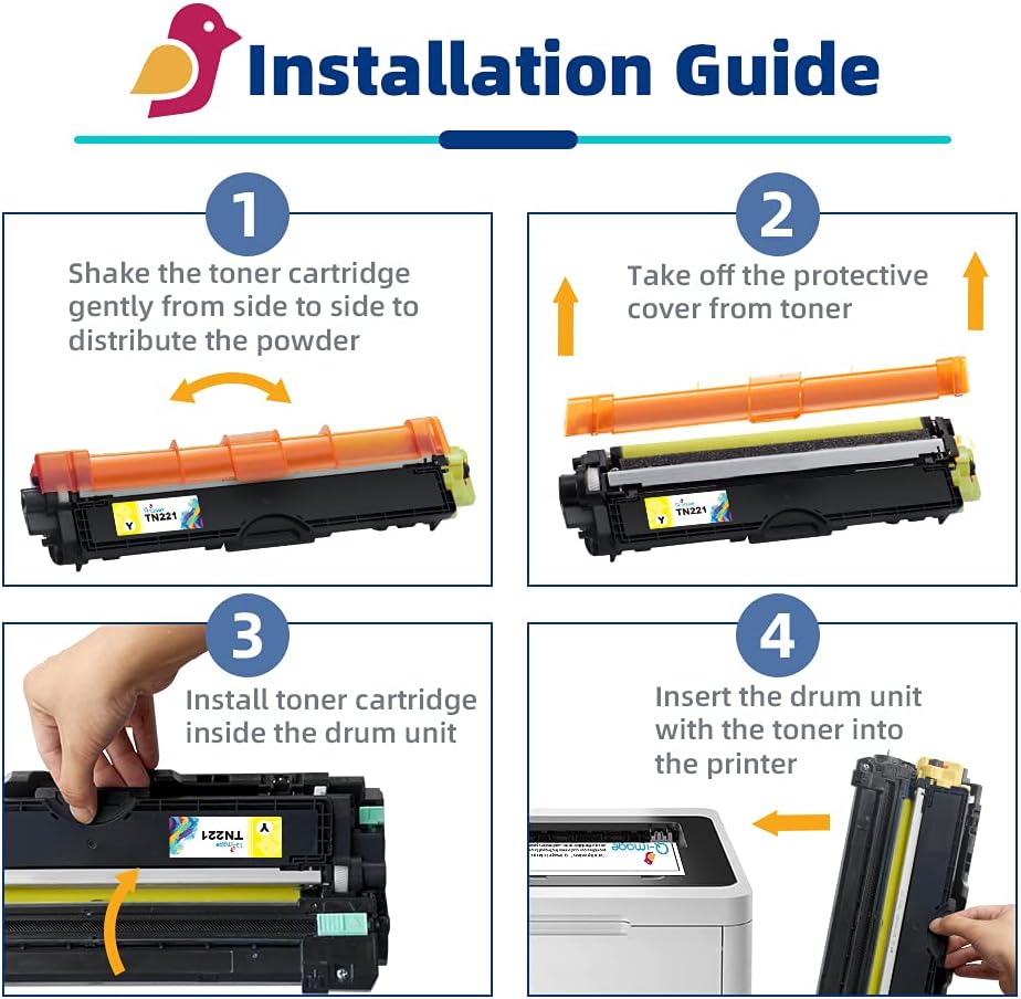 Compatible Toner Cartridge 5-Pack for Brother TN221 TN225 (2 Black, 1 Cyan, 1 Magenta, 1 Yellow) C724