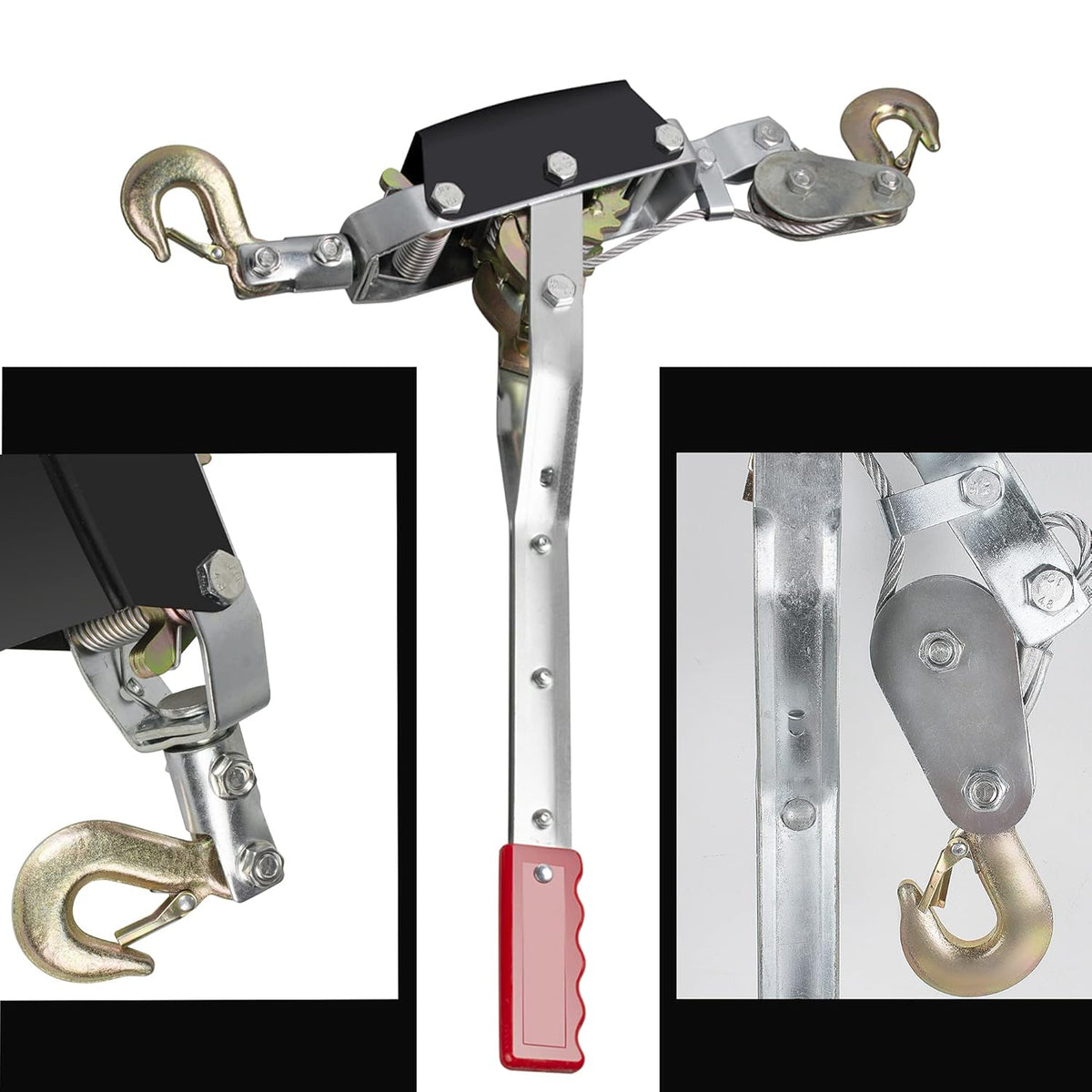 8000lb 2 Gear 2 Hooks Ratchet Puller with Cable Rope, Pack of 2 G1078