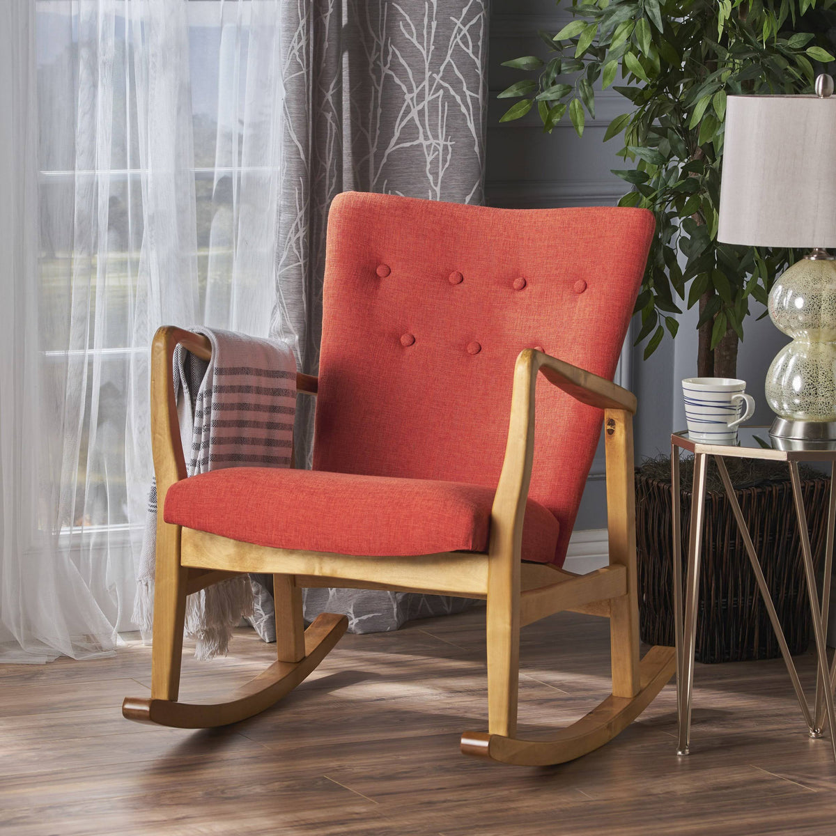 Grey Fabric Rocking Chair U382
