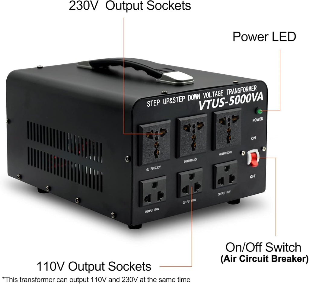 5000 Watt Voltage Converter Transformer with Circuit Breaker Protection K861817