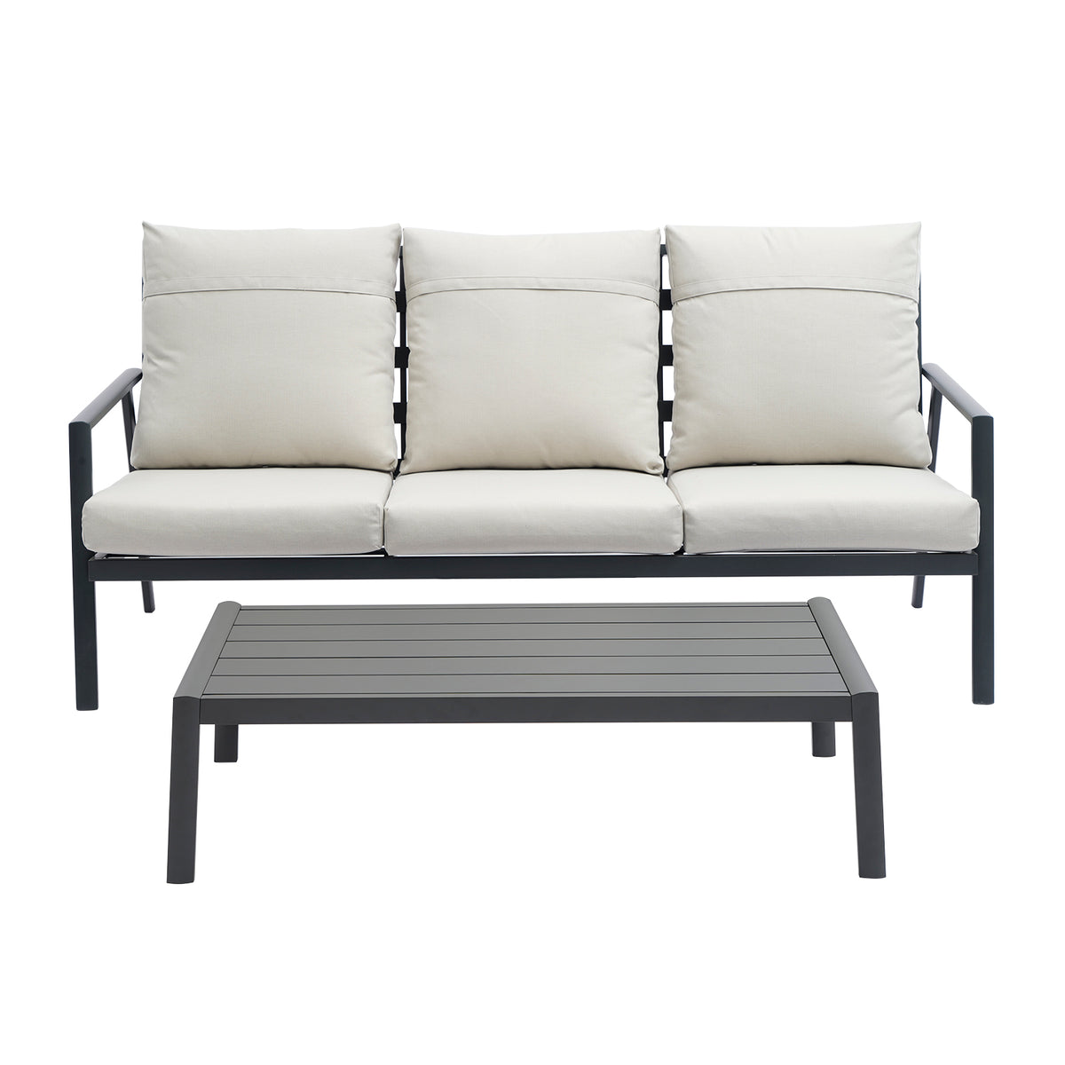 Outdoor Sectional Sofa Set 3 Seater Aluminum Y756547