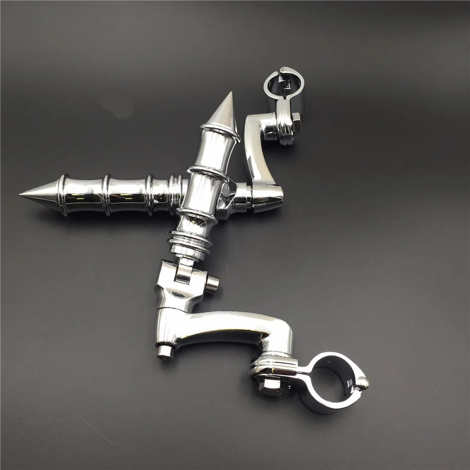 Chrome Peg Mounting Kit with Foot Peg for 1 inch 25mm Front Engine Guard Frame Tube H75865