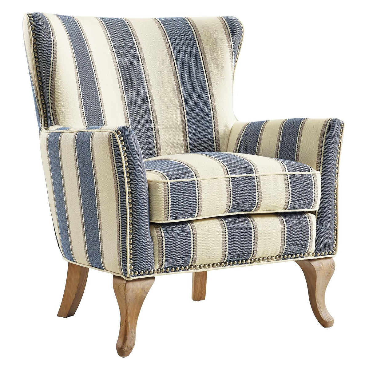 Striped Blue/White Accent Chair V6764