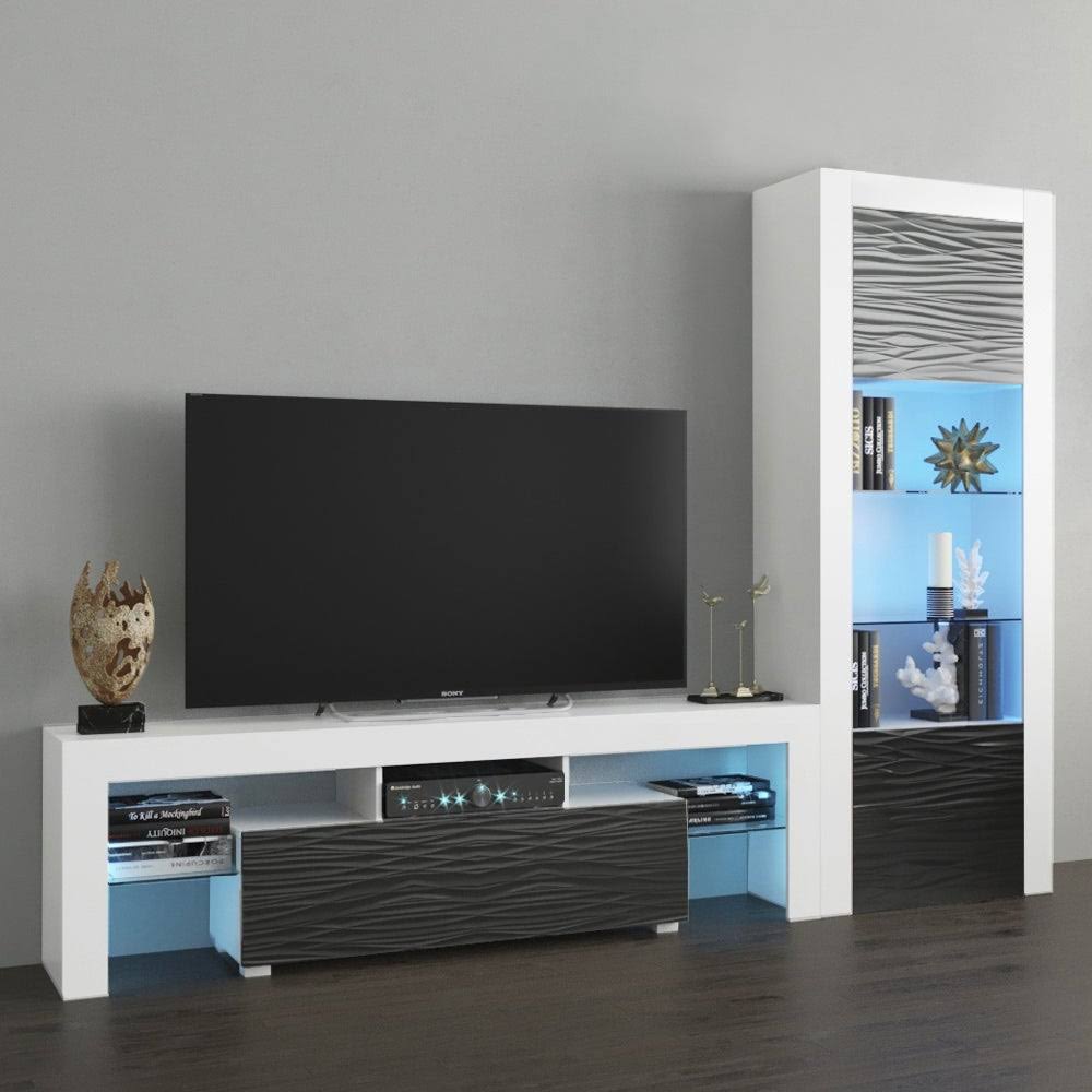 Black Modern Wall Unit Entertainment Center H55461